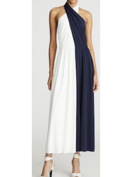 Halston Dresses & Skirts - Halston $452 Sondra Halter Cross Neck Midi Slinky Dress NWT Size 8